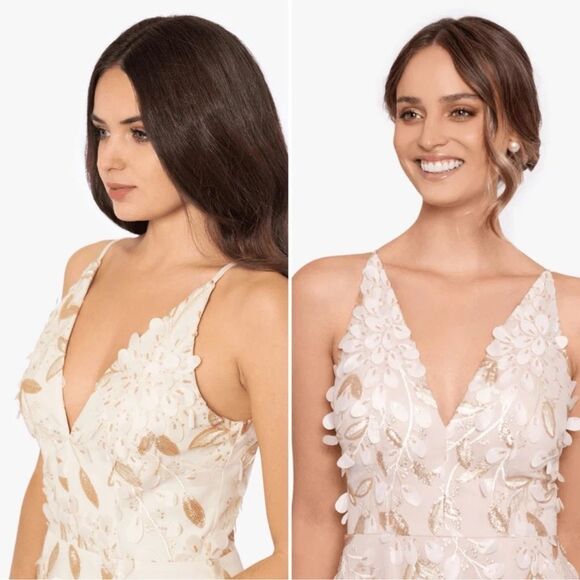 Xscape 3D Floral Applique Maxi Dress NWT - Picture 2 of 6